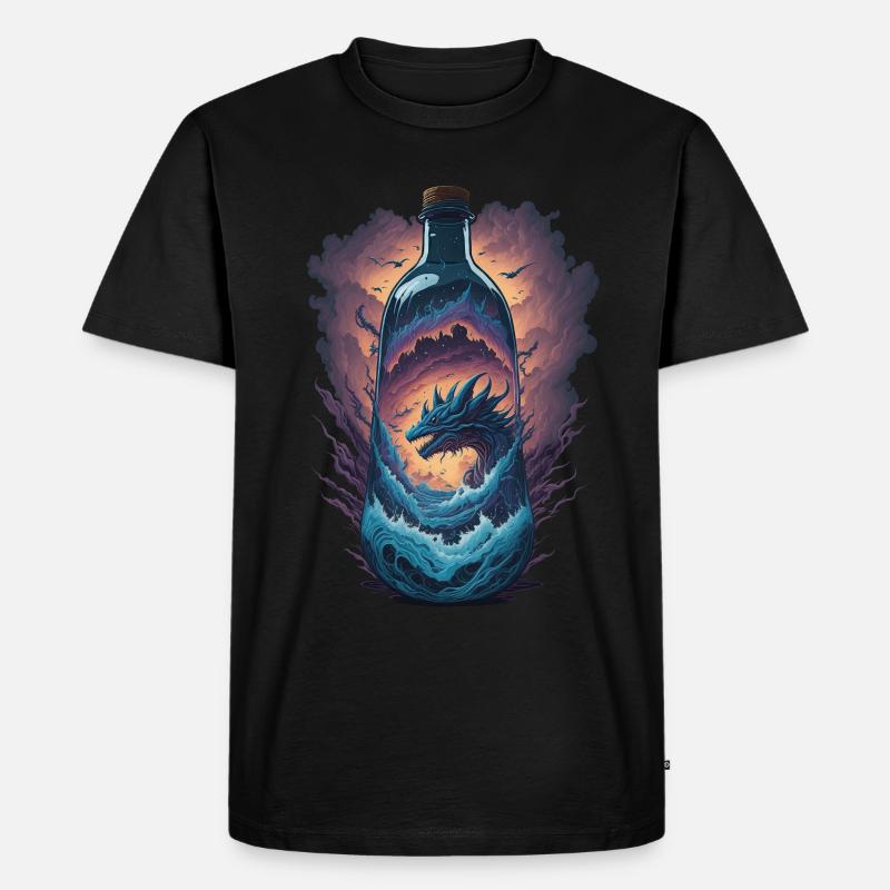Drachen Flasche - Männer Premium Bio T-Shirt - Schwarz