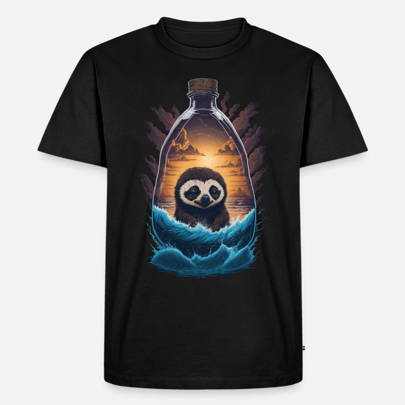 Faultier Flasche - Männer Premium Bio T-Shirt - Schwarz