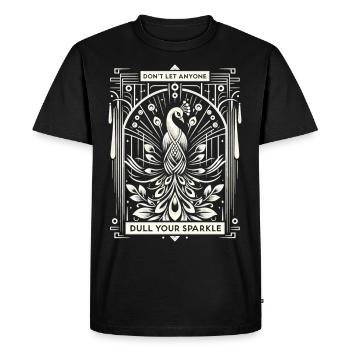 Élégant paon blanc : Splendeur Art déco - T-shirt Premium bio Homme - noir - Devant - Nico (187cm)