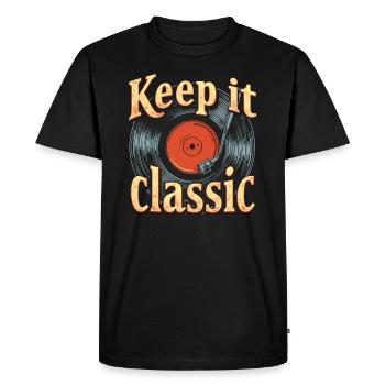 Vinyl Turntable Vinyl Vintage Retro DJ - Men's Premium Organic T-Shirt - black - Front - Nico (187cm)