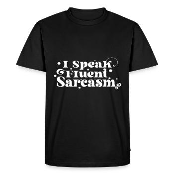 I Speak Fluent Sarcasm - Dry Humor - Men's Premium Organic T-Shirt - black - Front - Nico (187cm)