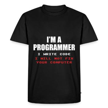 Programmer Geek Computer Programming Coder L - Men's Premium Organic T-Shirt - black - Front - Nico (187cm)