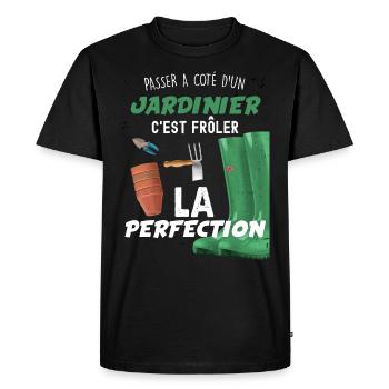 Jardinier, idée cadeau humour jardin - T-shirt Premium bio Homme - noir - Devant - Nico (187cm)