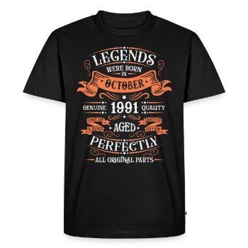 Legends Were Born In October 1991 Gift - Men's Premium Organic T-Shirt - black - Front - Nico (187cm)