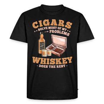 Drôles de dictons de cigares pour les amateurs de whisky et de cigares - T-shirt Premium bio Homme - noir - Devant - Nico (187cm)