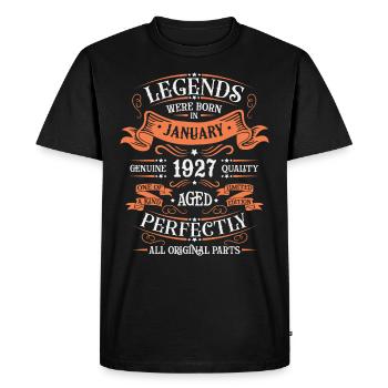 The legends were born in January 1927 gift - Men's Premium Organic T-Shirt - black - Front - Nico (187cm)