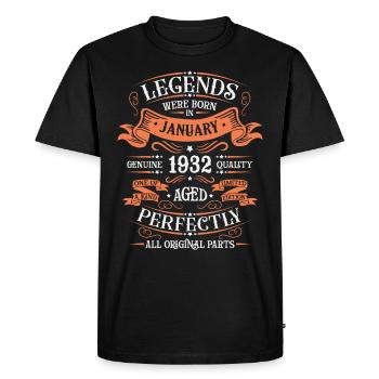 The legends were born in January 1932 gift - Men's Premium Organic T-Shirt - black - Front - Nico (187cm)