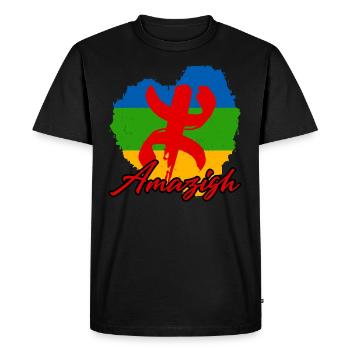 Drapeau Berbère Imazighen Coeur Amazigh - T-shirt Premium bio Homme - noir - Devant - Nico (187cm)