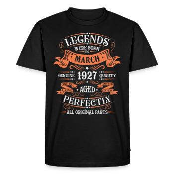 The legends were born in March 1927 gift - Men's Premium Organic T-Shirt - black - Front - Nico (187cm)