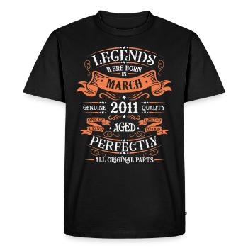 Les Légendes Sont Nées En Mars 2011 Cadeau - T-shirt Premium bio Homme - noir - Devant - Nico (187cm)