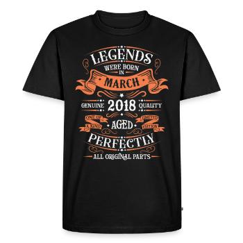 The legends were born in March 2018 gift - Men's Premium Organic T-Shirt - black - Front - Nico (187cm)