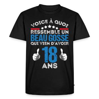 Voici à quoi ressemble un beau gosse anniv 18 ans - T-shirt Premium bio Homme - noir - Devant - Nico (187cm)