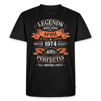 1974 Avril 1974 anniversaire Avril 1974 Avril - T-shirt Premium bio Homme - noir - Devant - Nico (187cm)