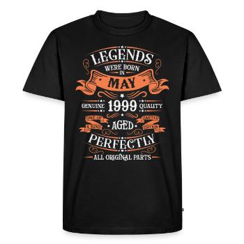 Anniversaire Millésime Fabriqué en Mai 1999 - T-shirt Premium bio Homme - noir - Devant - Nico (187cm)