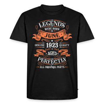 Anniversaire Juin 1923 Edition Limitée Millésime - T-shirt Premium bio Homme - noir - Devant - Nico (187cm)