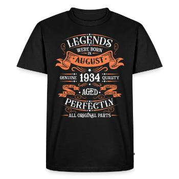 August 1934 Birthday Man - Men's Premium Organic T-Shirt - black - Front - Nico (187cm)