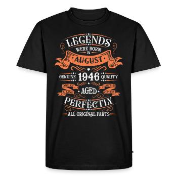 AUGUST 1946 - Men's Premium Organic T-Shirt - black - Front - Nico (187cm)
