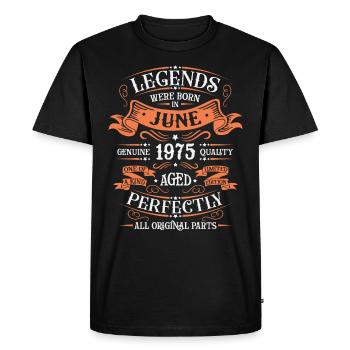 Juin 1975 Anniversaire Juin 1975 Juin - T-shirt Premium bio Homme - noir - Devant - Nico (187cm)