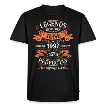 Juin 1997 Jubilé Juin 1997 Juin - T-shirt Premium bio Homme - noir - Devant - Nico (187cm)