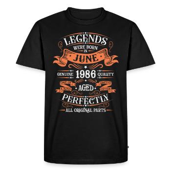 Juin 1986 Anniversaire Juin 1986 Juin - T-shirt Premium bio Homme - noir - Devant - Nico (187cm)
