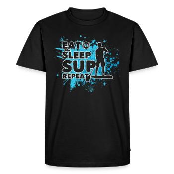 Je m’ennes. Sleep. SUP. Repeat cadeau Stand Up Paddler - T-shirt Premium bio Homme - noir - Devant - Nico (187cm)