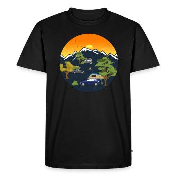 Roof tent sunset | Gift for Camper - Men's Premium Organic T-Shirt - black - Front - Nico (187cm)
