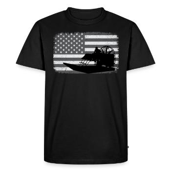American Flag USA Airboat Fanboat Airboating - Men's Premium Organic T-Shirt - black - Front - Nico (187cm)