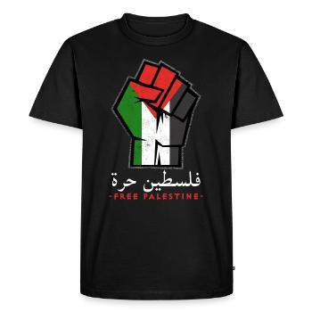 Free Palestine, Palestinian Patriotic Flag - Men's Premium Organic T-Shirt - black - Front - Nico (187cm)