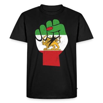 Iranian Flag Female Fist Support Women of Iran - Men's Premium Organic T-Shirt - black - Front - Nico (187cm)