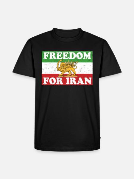 Iranian Lion Flag FREEDOM FOR IRAN Support Women - Men's Premium Organic T-Shirt - black