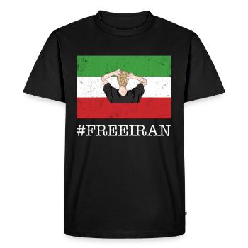 New Iranian Flag No Hijab Female Fist Support - Men's Premium Organic T-Shirt - black - Front - Nico (187cm)