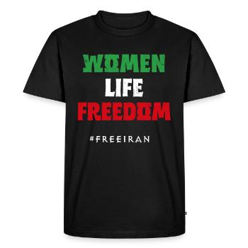 Iranian Flag, Support Women Iran, I stand with - Men's Premium Organic T-Shirt - black - Front - Nico (187cm)
