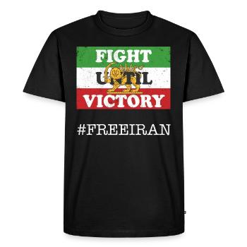 Iranian Lion Sword Flag FIGHT UNTIL VICTORY, - Men's Premium Organic T-Shirt - black - Front - Nico (187cm)