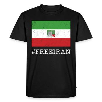 Iranian Flag, Women Life Freedom in Farsi, - Men's Premium Organic T-Shirt - black - Front - Nico (187cm)