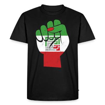 Iranian Flag Women Life Freedom in Farsi Female - Men's Premium Organic T-Shirt - black - Front - Nico (187cm)