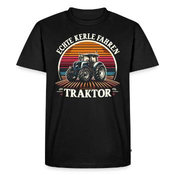 Echte Kerle fahren Traktor - Männer Premium Bio T-Shirt - Schwarz - Vorne - Nico (187cm)