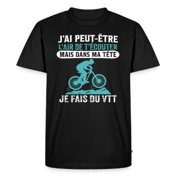 je fais du vtt cadeau vélo tout-terrain - T-shirt Premium bio Homme - noir - Devant - Nico (187cm)