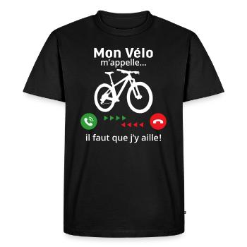 Mon Vélo m'appelle Idée Cadeau Vététiste - T-shirt Premium bio Homme - noir - Devant - Nico (187cm)