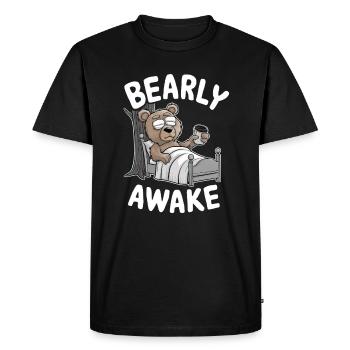 Réveillé tôt - T-shirt Premium bio Homme - noir - Devant - Nico (187cm)