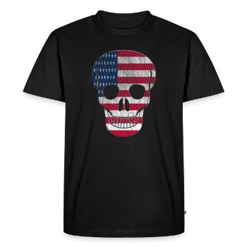 Tête de mort États-Unis - T-shirt Premium bio Homme - noir - Devant - Nico (187cm)