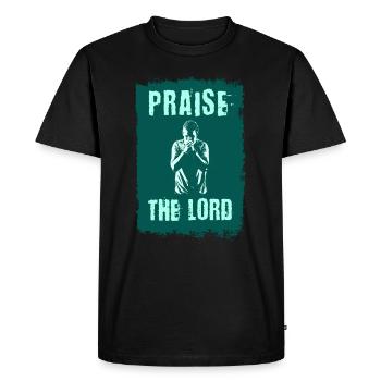 Messages de la Bible Jésus loue le Seigneur - T-shirt Premium bio Homme - noir - Devant - Nico (187cm)