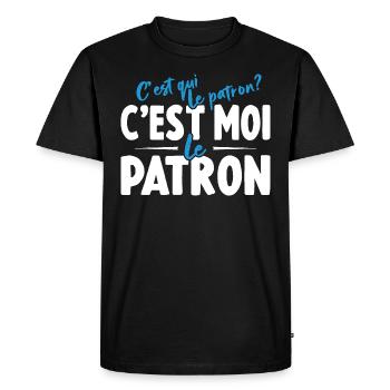 C'est Qui Le Patron C'est Moi Le Patron - T-shirt Premium bio Homme - noir - Devant - Nico (187cm)