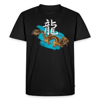 Dragon avec des caractères chinois - T-shirt Premium bio Homme - noir - Devant - Nico (187cm)