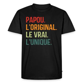 Papou L'original Le Vrai L'unique - T-shirt Premium bio Homme - noir - Devant - Nico (187cm)
