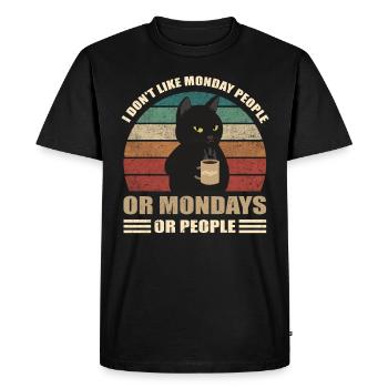 Moufle du matin Je déteste les gens du matin Café de chat - T-shirt Premium bio Homme - noir - Devant - Nico (187cm)