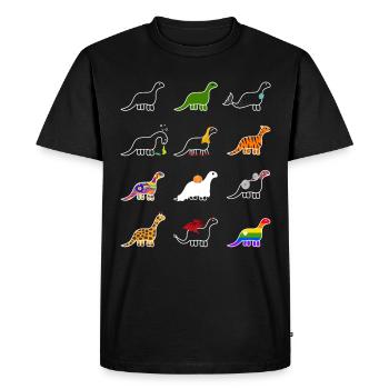 Funny Dinosaurs Dino Kawaii Dino Brachiosaurus - Men's Premium Organic T-Shirt - black - Front - Nico (187cm)