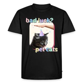 Cat Memes - Bad Luck Pet Cats - Men's Premium Organic T-Shirt - black - Front - Nico (187cm)