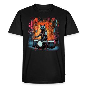 Cat Drummer Music Animal Drums Wild Cat - T-shirt Premium bio Homme - noir - Devant - Nico (187cm)