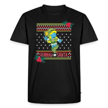 Les Schtroumpfs Schtroumpfette Hurrah For Santa - T-shirt Premium bio Homme - noir - Devant - Nico (187cm)