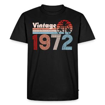 Vintage 1972 Palm Trees Retro Birthday - Men's Premium Organic T-Shirt - black - Front - Nico (187cm)